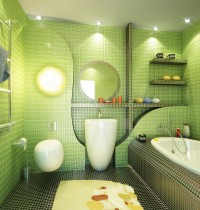 Дизайн ванной в зеленом оттенке